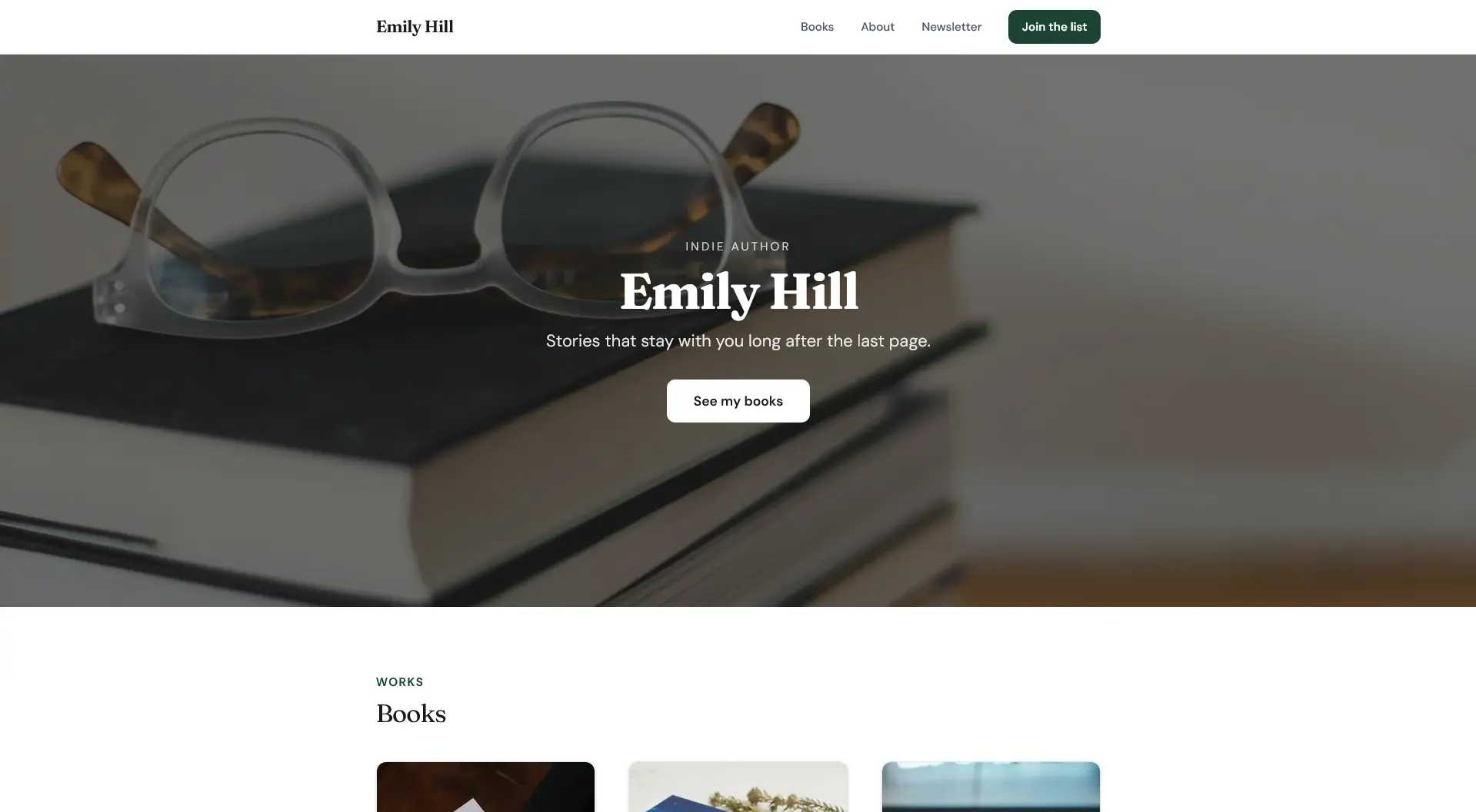 Indie Author example homepage